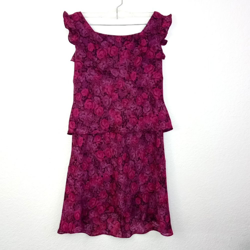 Express Pink Floral Crop Top & Skirt Ruffle Flowy Set